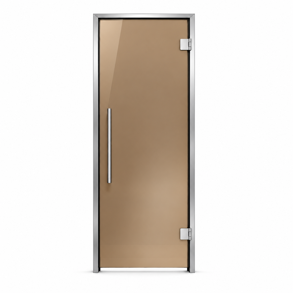 Steam room door, bronze frosted glass