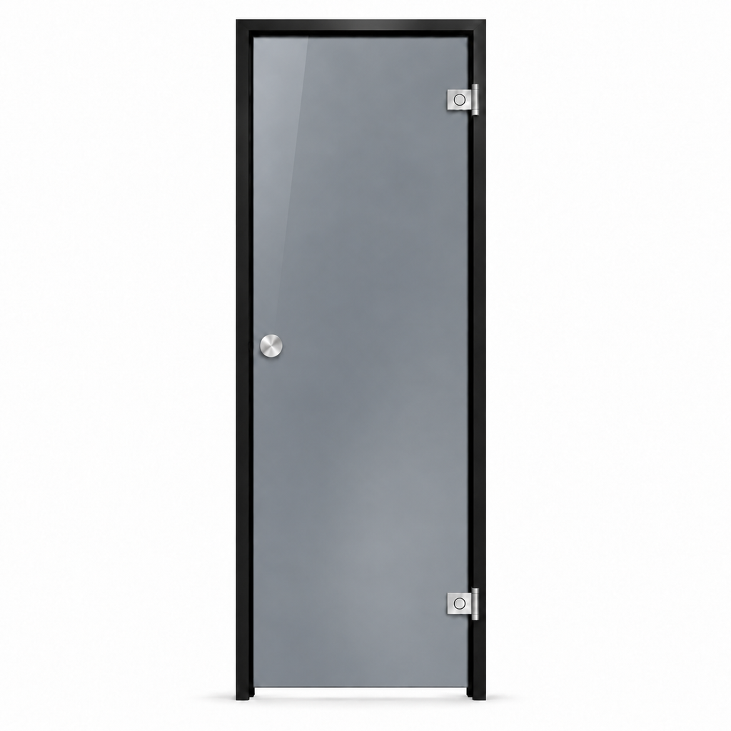 Steam room door glass color gray satin finish