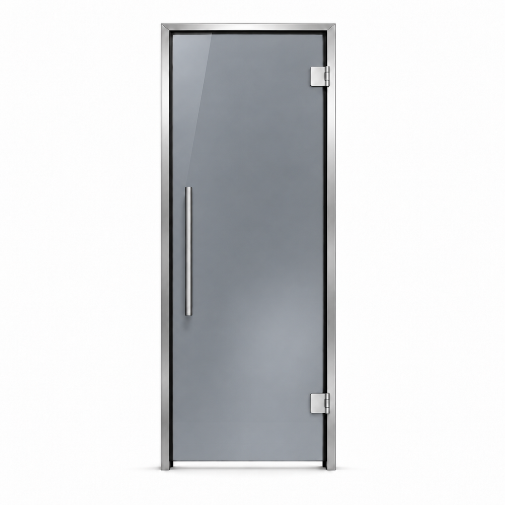 Steam room door glass color gray satin finish