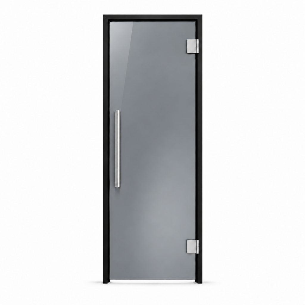 Steam room door glass color gray satin finish